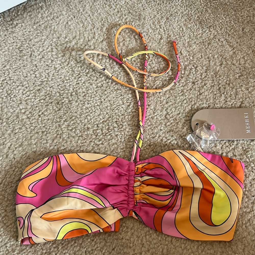 Meshki Two Tone Satin Bandeau - Psychedelic Print